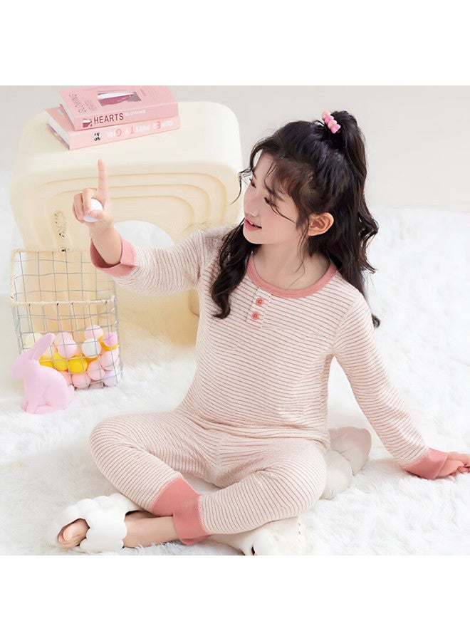 Zisehy Purple Floral Language Children's Thermal Underwear Set Girls Autumn Clothes Autumn Pants Girls Pajamas Base School Uniform Magic Pink 140 - Image 3