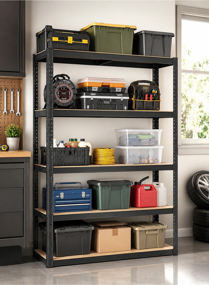Yoawllty 5-Tier Adjustable Metal Storage Shelf Organizer - Easy Assembly Durable Shelving Unit for Kitchen, Garage, Warehouse & Basement Black Multi-Purpose Rack - Image 1