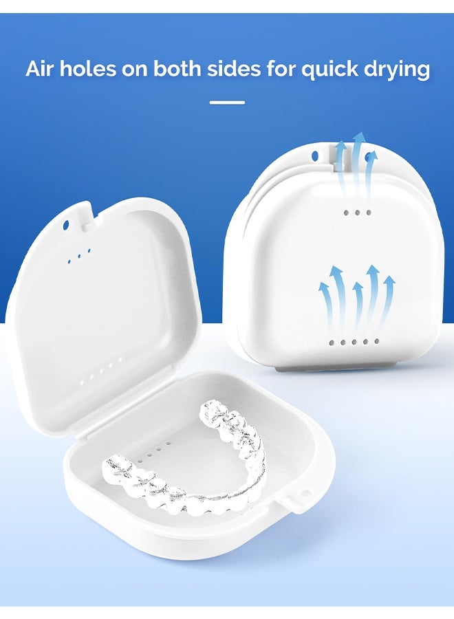 علبة مثبت تقويم الأسنان، علبة مثبت طقم أسنان مع فتحات تهوية لواقي الفم وخيط تنظيف الأسنان (أبيض) - Image 2