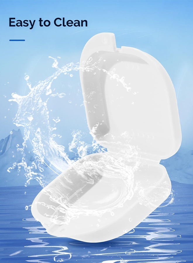 علبة مثبت تقويم الأسنان، علبة مثبت طقم أسنان مع فتحات تهوية لواقي الفم وخيط تنظيف الأسنان (أبيض) - Image 4