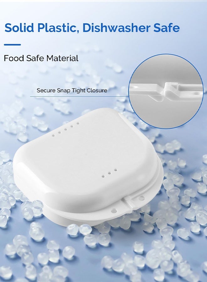 علبة مثبت تقويم الأسنان، علبة مثبت طقم أسنان مع فتحات تهوية لواقي الفم وخيط تنظيف الأسنان (أبيض) - Image 3