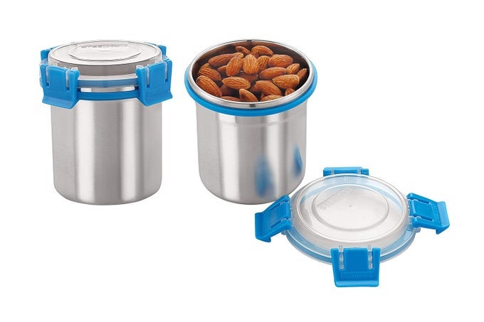 AIRTIGHT LEAK PROOF STAINLESS STEEL CONTAINER 450 ML EACH SET OF 2 BLUE