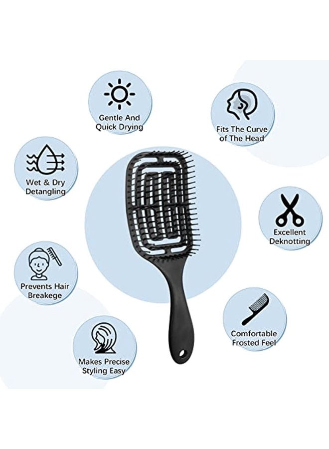 Loquat Hair Brush Detangling Hairbrush - Non-Pulling Professional Curved Vented Hairbrush for Wet and Dry Hair Detangling Massage Brush for Women Men  Kids - Image 2
