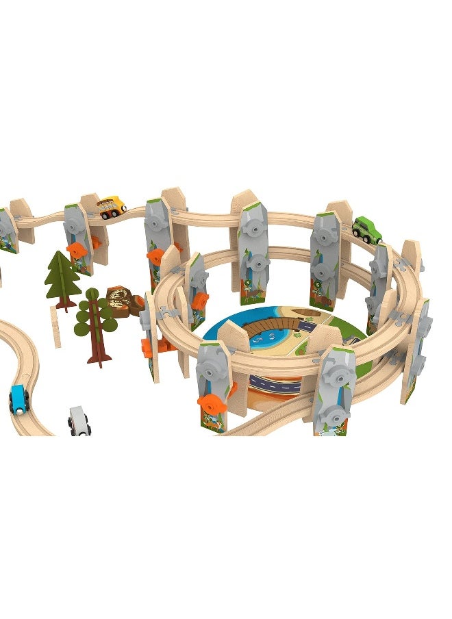 Orbrium 141 Pcs National Park Spiral Wooden Train Set STEAM STEM Multi-Level Compatible with Brio, Thomas Wooden Railway  - Image 3