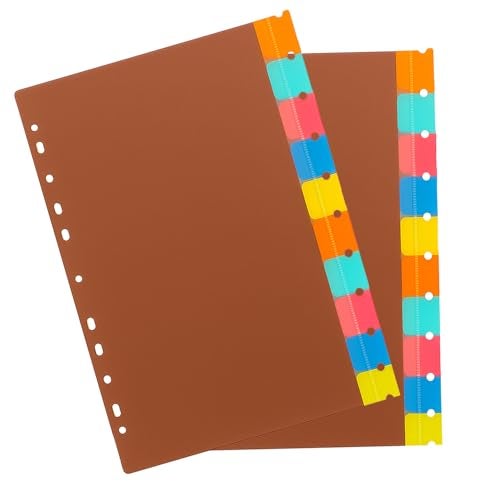 Shuban 20 Sheets A4 Size Binder Index Divider (10 Insertable tab Sheets) - Separators for Box Files, Lever Arch Files, Binders 11 Holes Punched - Multicolor Tabs for Office, School, Home - Image 2
