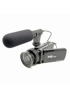 Generic 16 Million HD Digital Video Camera Video Camera1080PDV Microphone Video Camera XHD100M-Body Color:Standard Black + Microphone + Wide-angle Mirror + European Standard + 32gb Memory Card  - Image 1