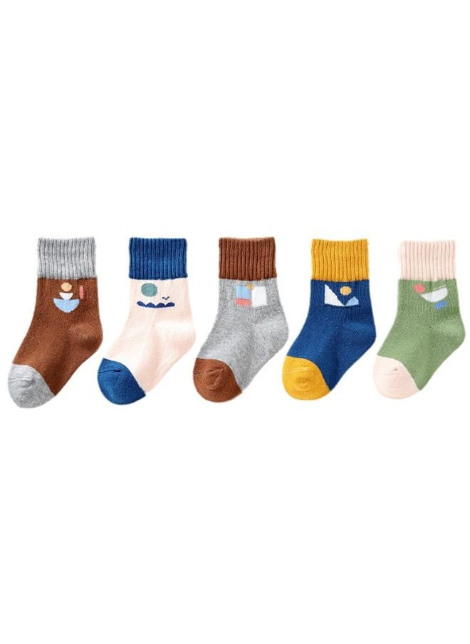 Generic - 5 Pairs Of Soft Cotton Cute Pattern Socks For Baby Multicolor - Image 1