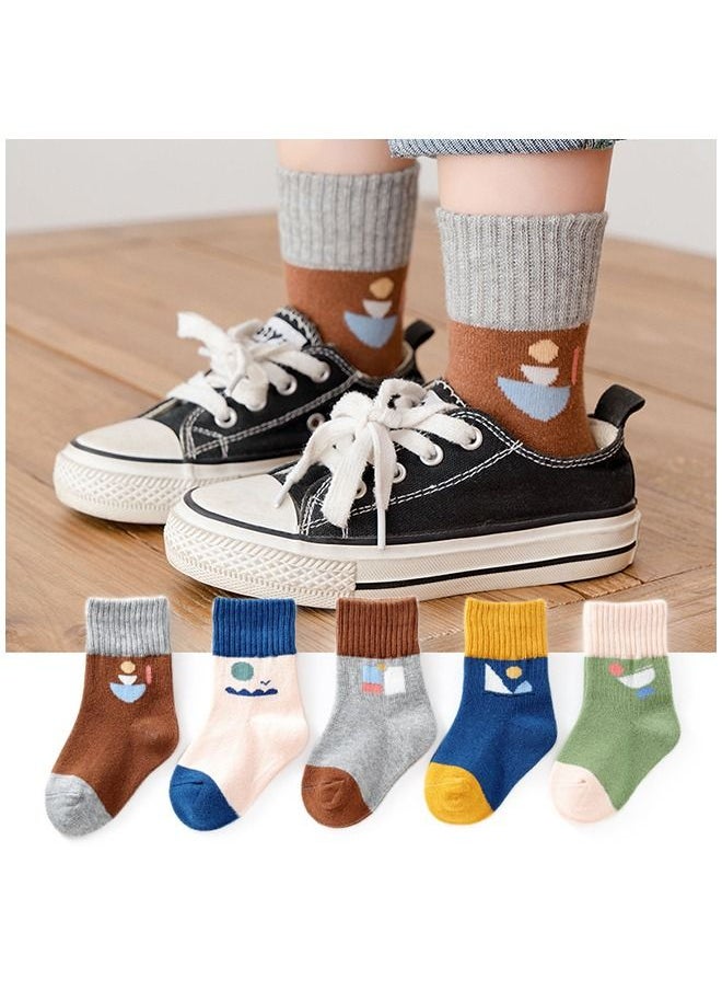 Generic - 5 Pairs Of Soft Cotton Cute Pattern Socks For Baby Multicolor - Image 1