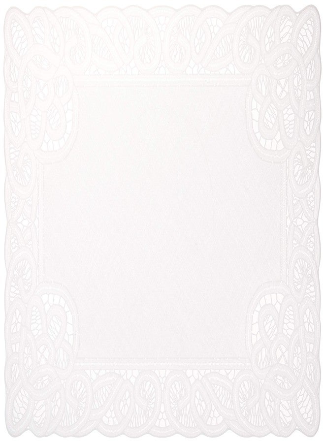 Violet Linen Vinyl Lace Battenberg Floral Design Set of 4, Place Mats, 12" X 18", White - Image 2