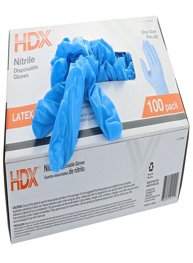 HDX 2910/100 Latex-Free, Disposable, One-Size-Fits-All Nitrile Cleaning Gloves (100 Count) - Image 2