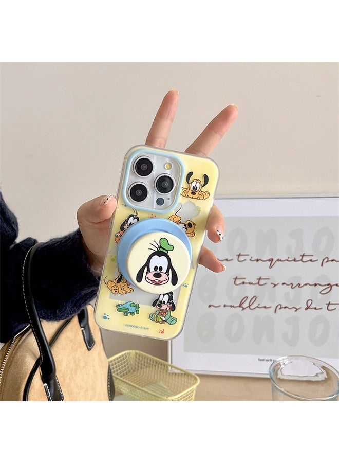 Compatible with iPhone 16 Pro Max Magnetic Case, Mickey Mouse Clubhouse Cute Dog Pluto Pattern with Magnetic Function Stand, Anti-Scratch Shockproof Protective Phone, Soft TPU Full Protective Cover - Image 2