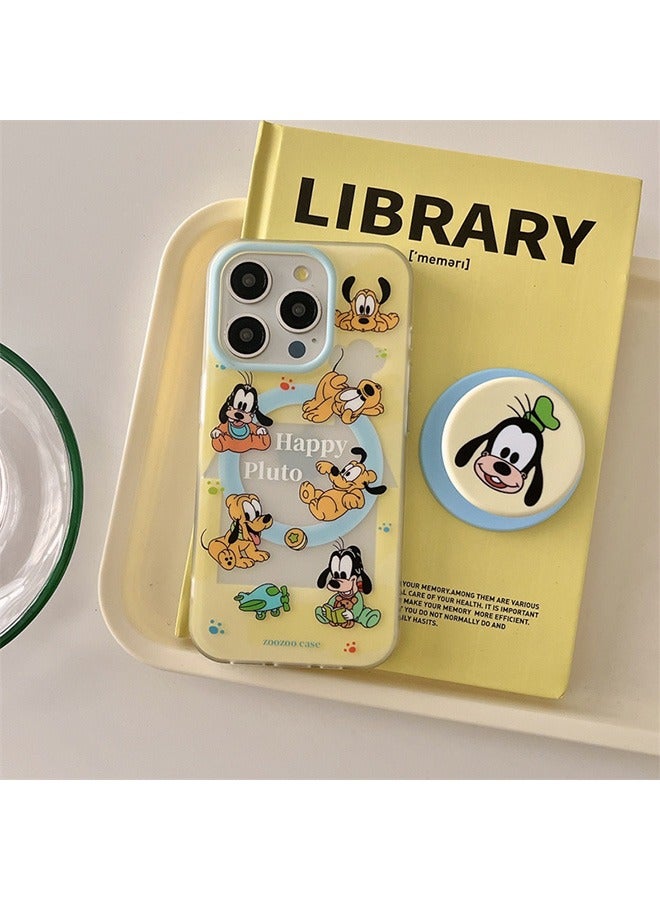 Compatible with iPhone 16 Pro Max Magnetic Case, Mickey Mouse Clubhouse Cute Dog Pluto Pattern with Magnetic Function Stand, Anti-Scratch Shockproof Protective Phone, Soft TPU Full Protective Cover - Image 5