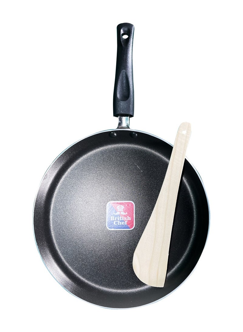 British Chef Nonstick Tawa 26cm With Wooden Spatula Insulated Handle with Premium Grip | Easy Rotation & Seamless Handling - Image 5