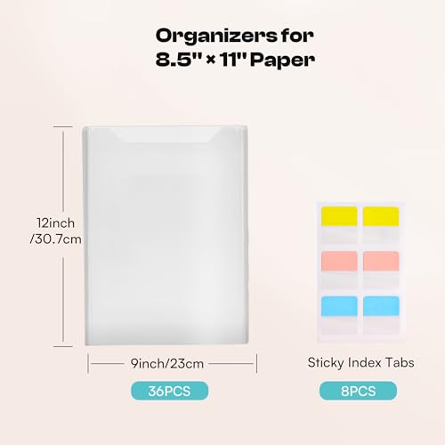 Caydo 12 PCS Paper Organizer,8.5 x 11 Paper Storage, Plastic Folders with 18 PCS Sticky Index Tabs, Organizer Holds Printer, Photo, Cardstock, Scrapbooking - Image 2