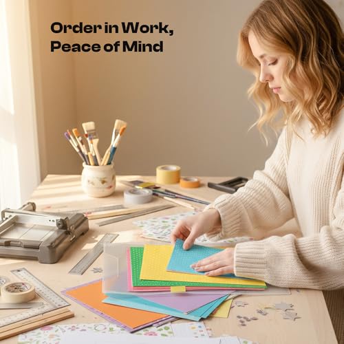 Caydo 12 PCS Paper Organizer,8.5 x 11 Paper Storage, Plastic Folders with 18 PCS Sticky Index Tabs, Organizer Holds Printer, Photo, Cardstock, Scrapbooking - Image 3