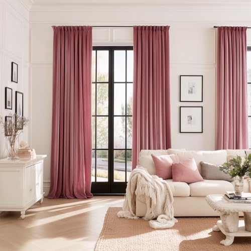 Drapenova Dusty Pink Velvet 84 Inches Curtains 2 Panels Modern Luxury Decorative Pinch Pleated Drapes for Girls Room Nursery Bedroom,Dusty Rose Thermal Blackout Curtains 2 Panels W40 x L84,Home Decor - Image 5