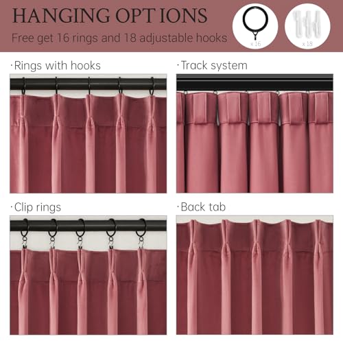 Drapenova Dusty Pink Velvet 84 Inches Curtains 2 Panels Modern Luxury Decorative Pinch Pleated Drapes for Girls Room Nursery Bedroom,Dusty Rose Thermal Blackout Curtains 2 Panels W40 x L84,Home Decor - Image 4
