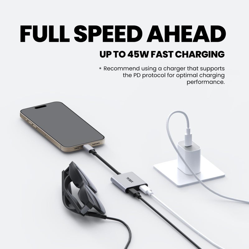 XREAL Hub, Power and Play Adapter, Power Your AR Glasses While Charging Your Source Device, Like Steam Deck, ROG Ally, Switch, iPhone 15 or Android Phone, Support 45W Fast Charging and 120Hz - Image 4