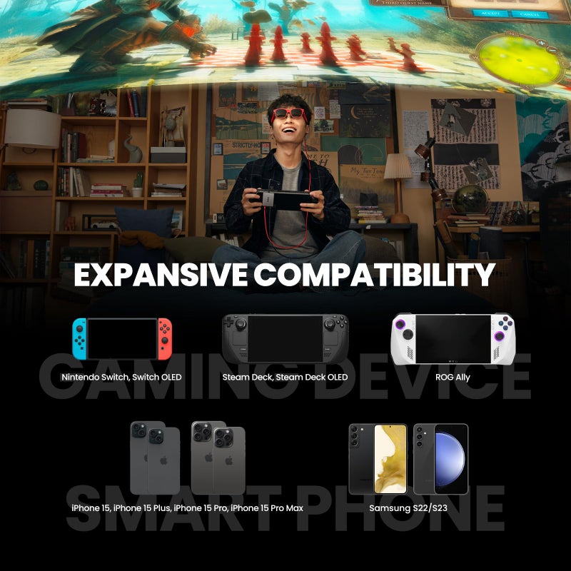 XREAL Hub, Power and Play Adapter, Power Your AR Glasses While Charging Your Source Device, Like Steam Deck, ROG Ally, Switch, iPhone 15 or Android Phone, Support 45W Fast Charging and 120Hz - Image 5