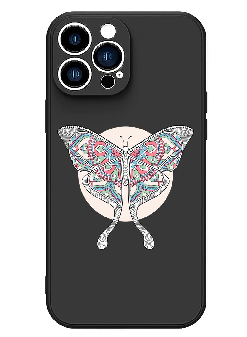 Theodor Protective Slim Fit Case Liquid Silicone Cover with Full Body Protection Anti-Scratch Shockproof Case For iPhone 14 Pro Black  - Butter Black - Image 1