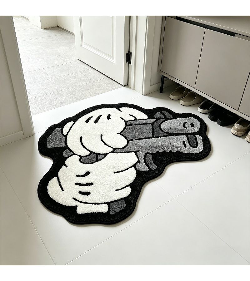 Washable Faux Cashmere 47x55 Inch Flat Rug With Handgun Pattern - Image 2