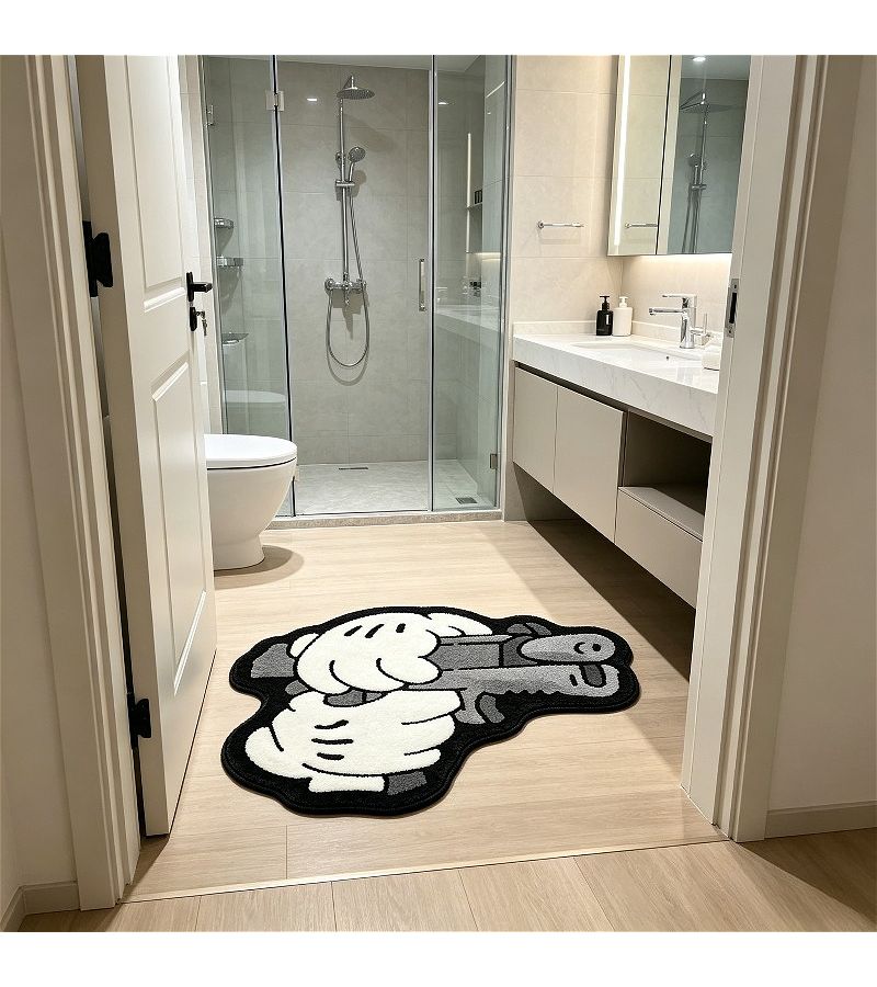 Washable Faux Cashmere 47x55 Inch Flat Rug With Handgun Pattern - Image 5