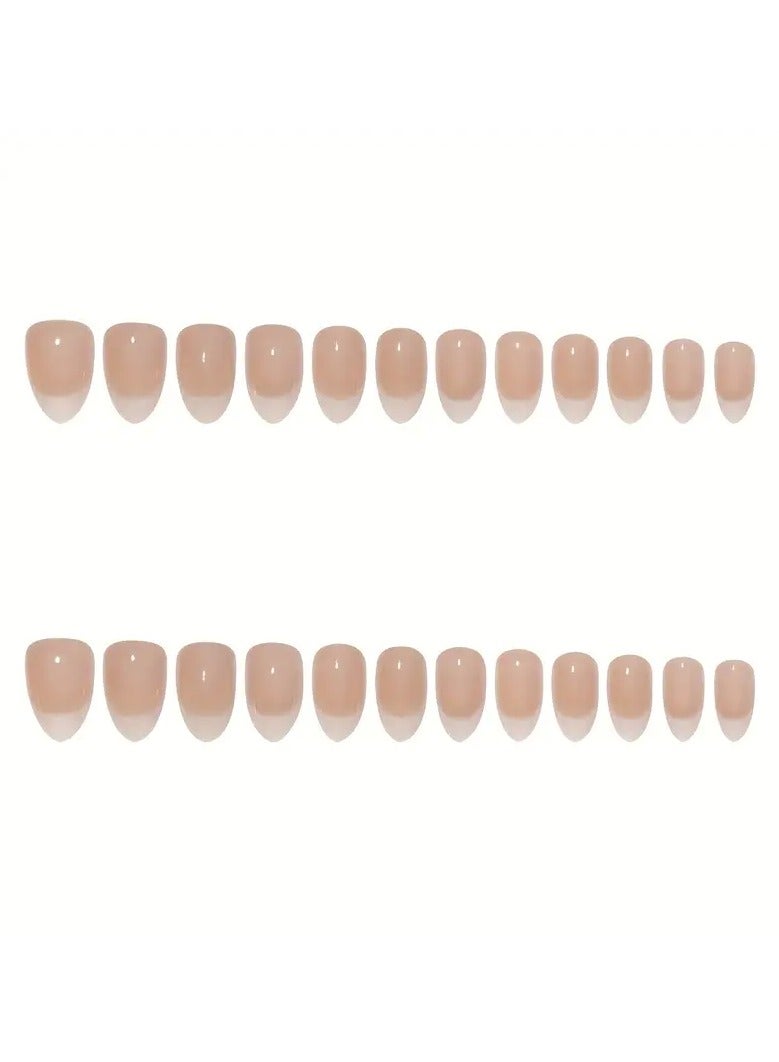 Generic Elegant Gradient White False Nails Set 24 Pieces - Short Almond Shape.  - Image 2