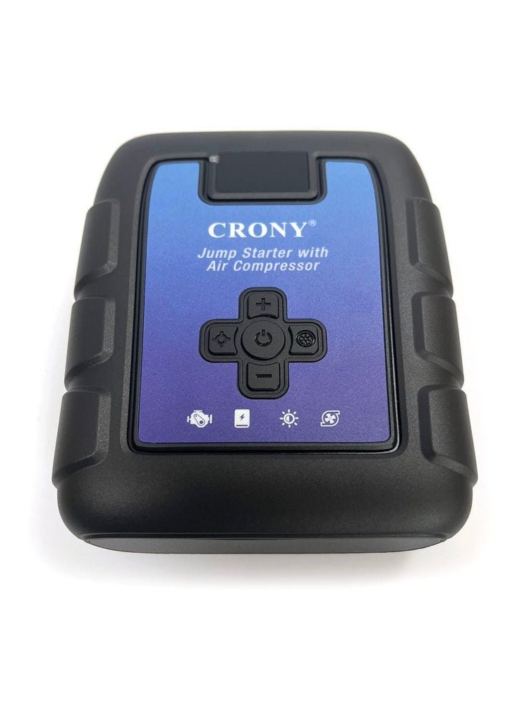 Crony B03 Jumper Starter & Wireless Inflator Pump – 1600A Peak 12V Car Charger Jump Starter, Mini Portable Power Bank with 68.82Wh Battery, 140PSI Digital Tire Inflator, USB Output, Fast Charging, Low temperature resistance, Compact Emergency Car Starter with Air Compressor  - Image 3