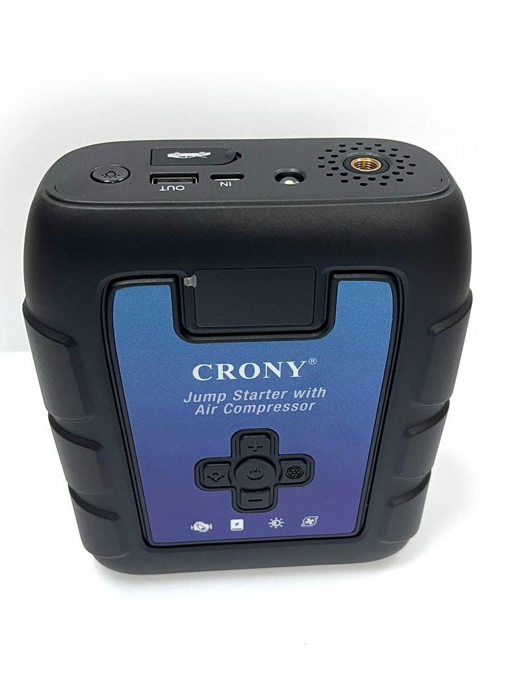 Crony B03 Jumper Starter & Wireless Inflator Pump – 1600A Peak 12V Car Charger Jump Starter, Mini Portable Power Bank with 68.82Wh Battery, 140PSI Digital Tire Inflator, USB Output, Fast Charging, Low temperature resistance, Compact Emergency Car Starter with Air Compressor  - Image 4
