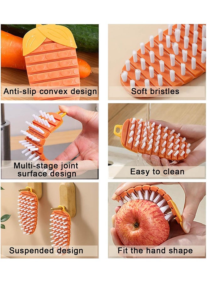 Quantum 2 PCS Vegetable Brush, Bendable Fruit Vegetable Cleaning Brush, Flexible Vegetable Brush for All Kinds Fruits Vegetables (Orange) - Image 3
