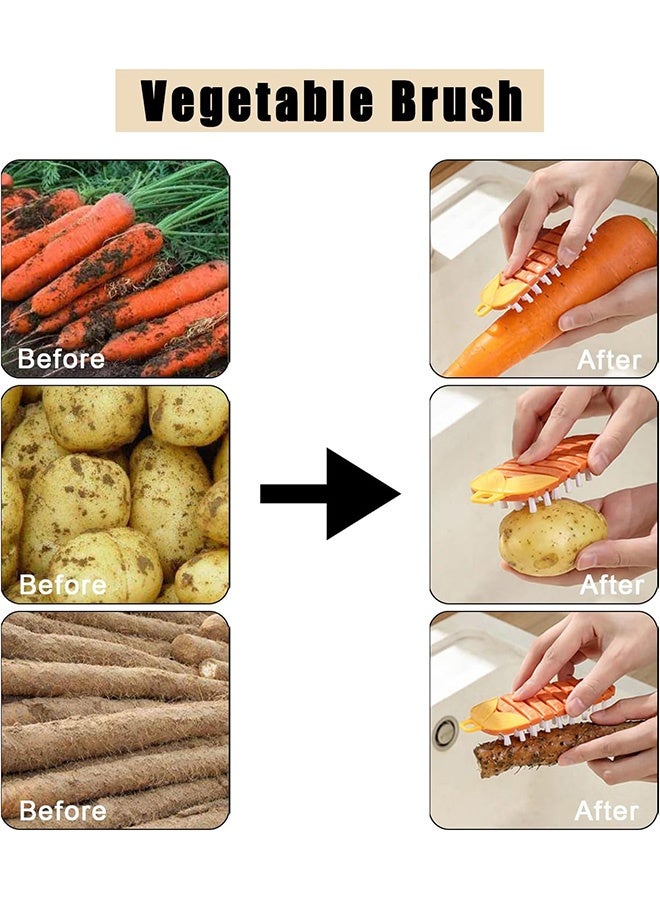 Quantum 2 PCS Vegetable Brush, Bendable Fruit Vegetable Cleaning Brush, Flexible Vegetable Brush for All Kinds Fruits Vegetables (Orange) - Image 5