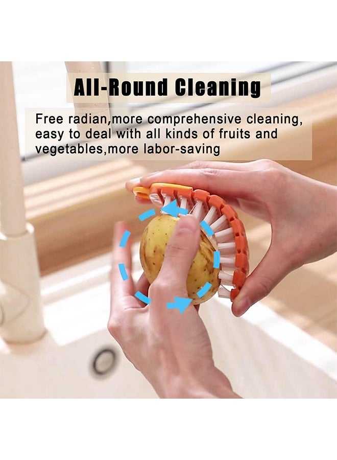 Quantum 2 PCS Vegetable Brush, Bendable Fruit Vegetable Cleaning Brush, Flexible Vegetable Brush for All Kinds Fruits Vegetables (Orange) - Image 4