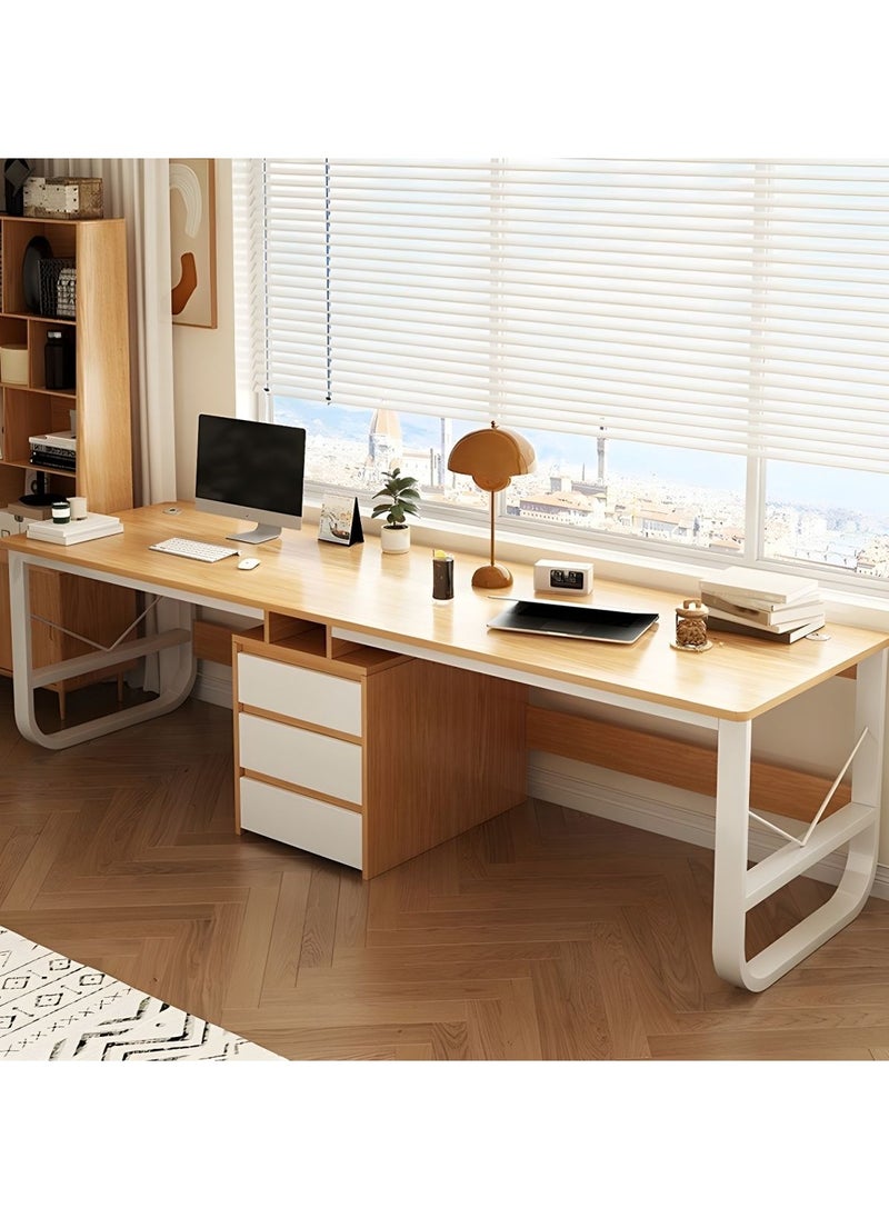 DubaiGallery - L-Shaped Adjustable Computer Desk, Corner Office Table with Cabinet, Multiple Display Brackets - Image 1