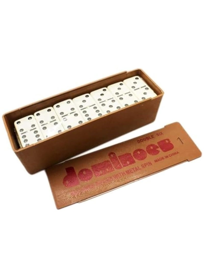 دومينو مجموعة دومينو كلاسيكية Double Six مع دبوس معدني – دومينو متين في علبة تخزين فاخرة – لعبة عائلية ممتعة لجميع الأعمار - Image 1