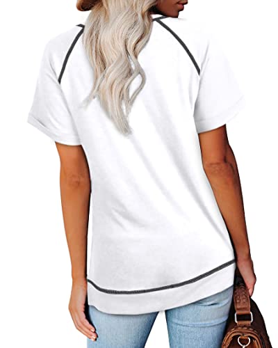 Aokosor Summer Tops for Women 2025 Casual White Spring Outfits Basic Short Sleeve Shirts Plain XL - Image 5