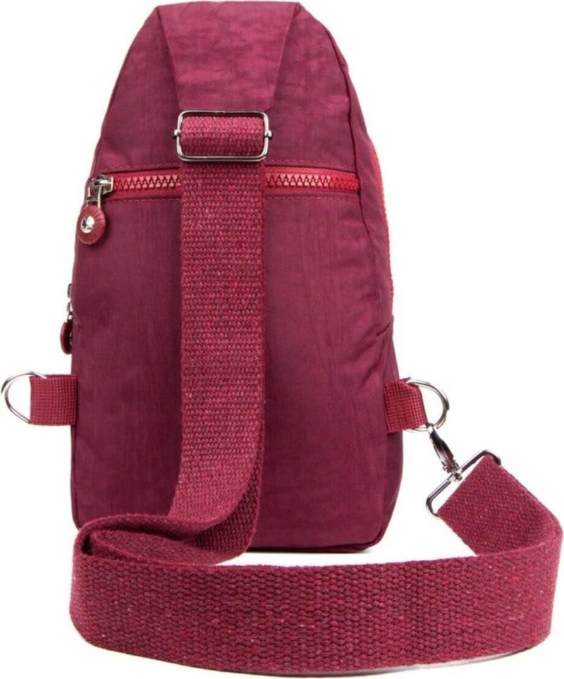 Newish Polo Claret Red Crinkle Fabric Waterproof Crossbody Bag  - Image 3