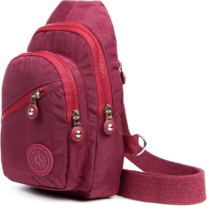 Newish Polo Claret Red Crinkle Fabric Waterproof Crossbody Bag  - Image 1