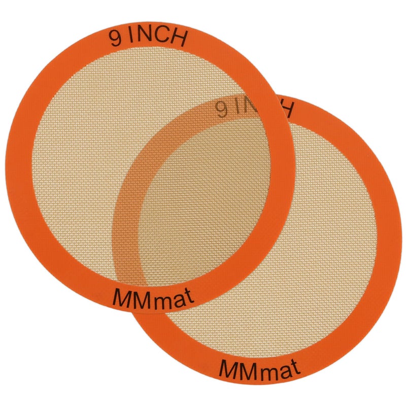 MMmat Silicone Baking Mats Set of 2 Round NonStick Reusable Air Fryer Linner  Best German Silicone  9 inch