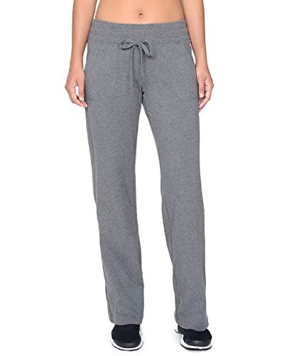 Danskin Women's Straight Leg Drawcord Athletic Pants, Charcoal Heather, 2X - Image 4