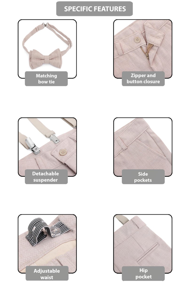 Lilax Boys Formal Slim Fit Boy Pant Set of 4 Pcs, Gentleman Wedding Outfits, Formal Dress (Beige,9) - Image 4