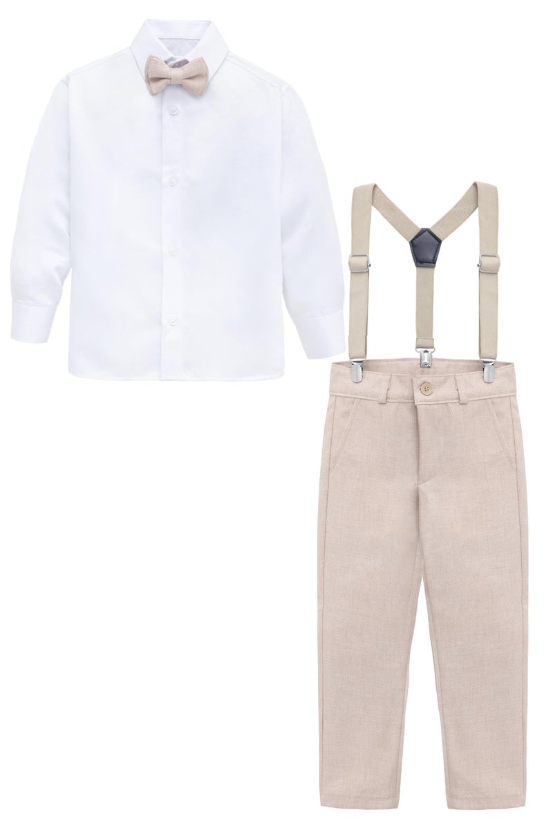 Lilax Boys Formal Slim Fit Boy Pant Set of 4 Pcs, Gentleman Wedding Outfits, Formal Dress (Beige,9) - Image 2