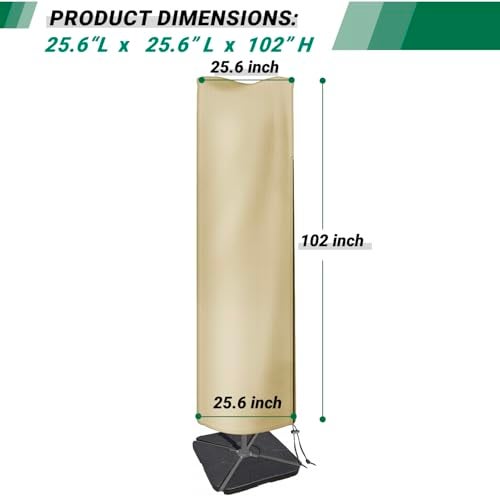 CATOTEL Patio Umbrella Cover for 9 to 13Ft Cantilever Umbrellas Waterproof 420D Oxford Umbrella Covers for Outdoor Umbrellas Protective Offset Umbrellas with Rod Beige - Image 3