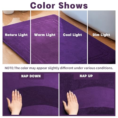YIHOUSE Memory Foam Bath Mat Set Bathroom Rugs Sets 2 Pieces Non Slip Bath Mats for Bathroom Super Soft and Water Absorbent Bath Rug Set Machine Washable U Shape RugPurple - Image 3