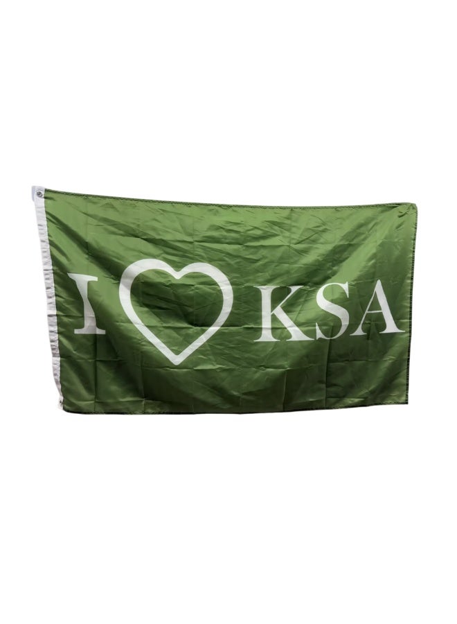 عاصفة علم Stormflag أحب KSA - علم وطني سعودي أخضر، مقاس 90×150 سم (3×5 قدم)، 100% بوليستر مع حلقات نحاسية - Image 1