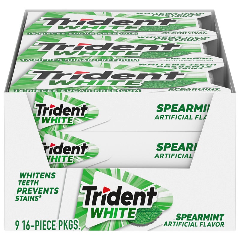 Trident White Spearmint SugarFree Chewing Gum 9 Pack of 16 Pieces 144 Total Pieces - Image 3