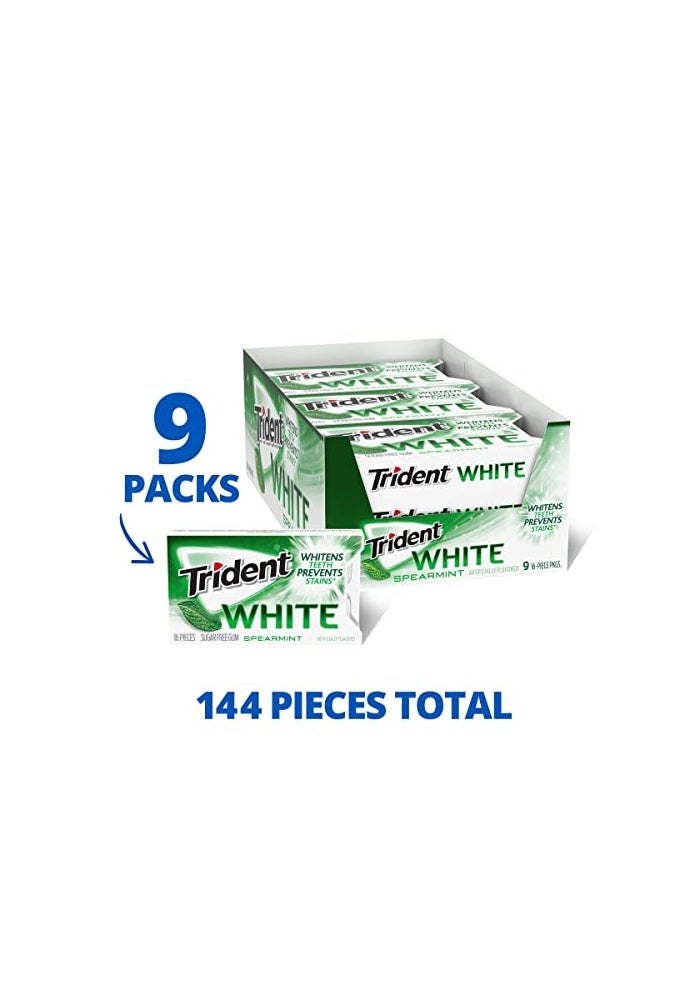 Trident White Spearmint SugarFree Chewing Gum 9 Pack of 16 Pieces 144 Total Pieces - Image 5