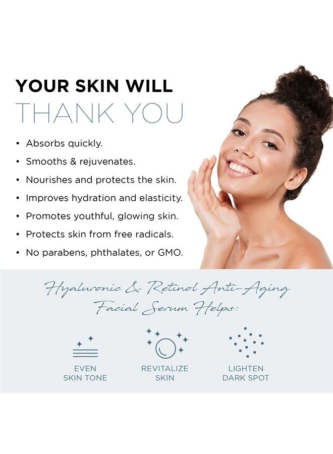 Azure Cosmetics AZURE Hyaluronic Acid & Retinol Anti Aging Facial Serum - Anti Aging, Rejuvenating & Hydrating Face Serum - Reduces Wrinkles & Fine Lines, Evens & Restores Skin Tone - Skin Care Made in Korea - 50mL / - Image 3