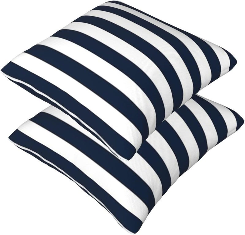 Poream Navy Blue and White Stripe Throw Pillow Covers 20x20 in Farmhouse Pillow Case Soft Cushion Covers Set of 2 for Sofa Bed Bedroom Car Chair Living Room Home Decorative - Image 5