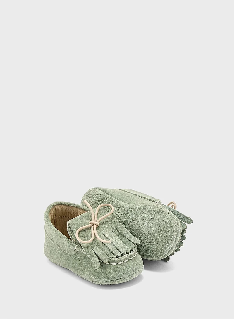 بيبي ووكر Leather Moccasins With Fringes