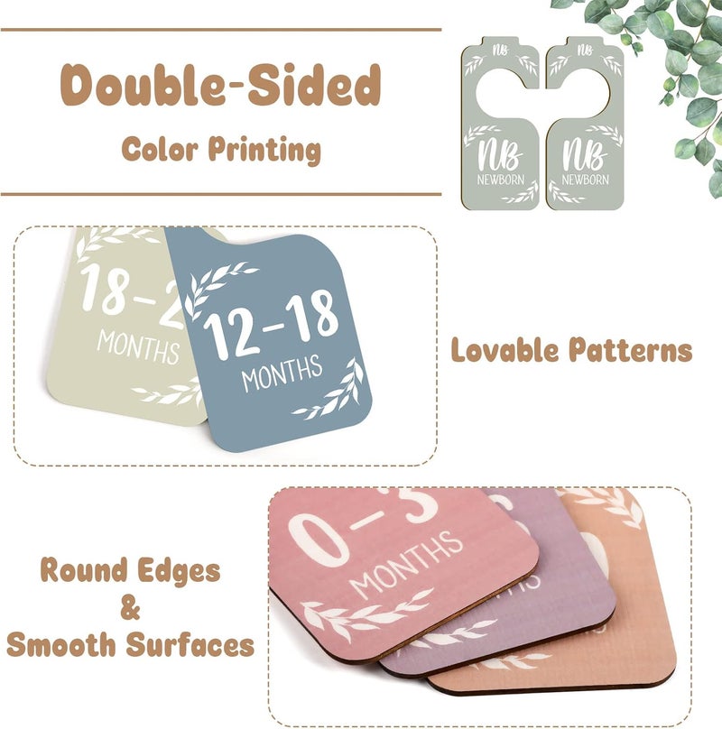Yewfold Wooden Baby Closet Dividers for Baby Clothes Organizer,Colorful Baby Closet Organizer for Nursery Decor,Baby Clothes Dividers for Closet Size Hangers for New Mom Dad Parents - Image 3